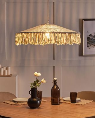 Lampe suspension AKOBO Corde en papier Beige