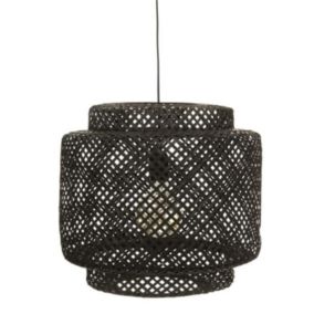 Lampe Suspension Bambou "Liby" 40cm Noir