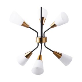 Lampe suspension blanche et dorée 6 ampoules AROYO VI