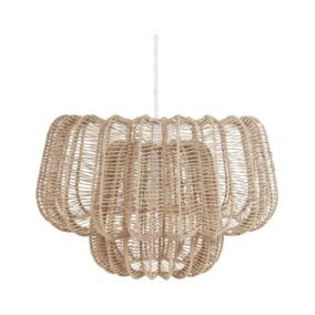 Lampe suspension boho en corde en papier beige SAISI