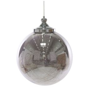 Lampe suspension boule argentée BENI grande