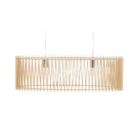 Lampe suspension design effet bois clair CHARI