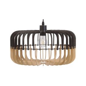 Lampe suspension effet bois clair et noire SOUS