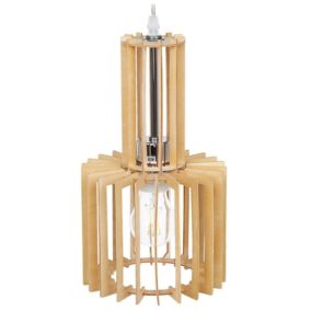 Lampe suspension effet bois clair NIARI