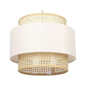 Lampe suspension en rotin beige et naturel YUMURI