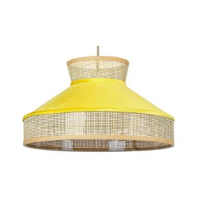 Lampe suspension en rotin jaune et naturel BATALI