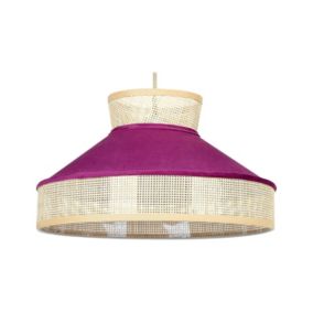 Lampe suspension en rotin rose et naturel BATALI