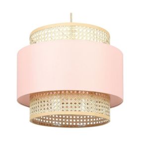 Lampe suspension en rotin rose et naturel YUMURI