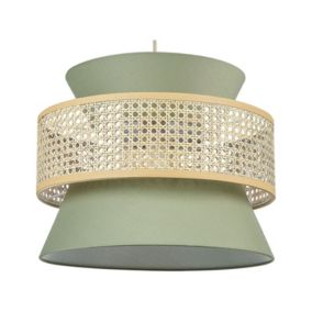 Lampe suspension en rotin vert et naturel LUYANO