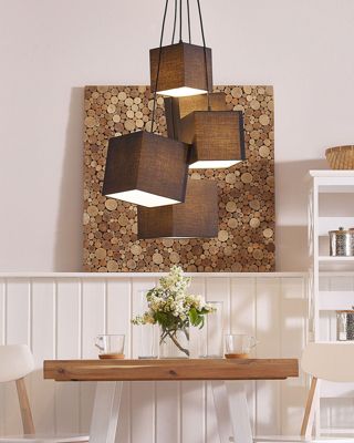 Lampe suspension  entissu noir MESTA