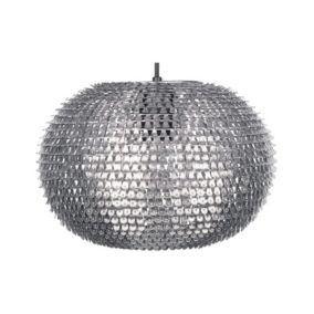 Lampe suspension glamour en métal argenté REINE