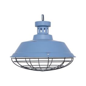 Lampe suspension industriel en métal bleu SORMONNE