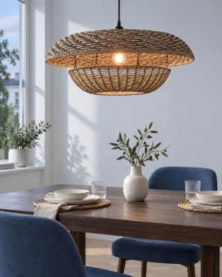 Lampe suspension KIDEPO Corde en papier Marron