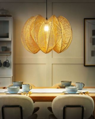 Lampe suspension MANINGA Corde en papier Marron clair