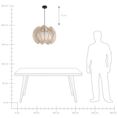 Lampe suspension MANINGA Corde en papier Marron clair