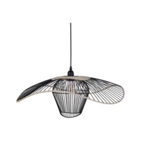 Lampe suspension rustique en métal noir LUNGA