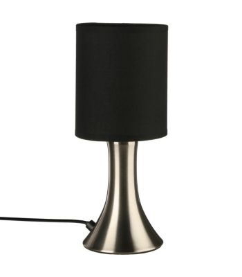 Lampe Tactile Noir et Chrome H 28 cm