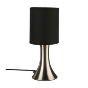 Lampe Tactile Noir et Chrome H 28 cm