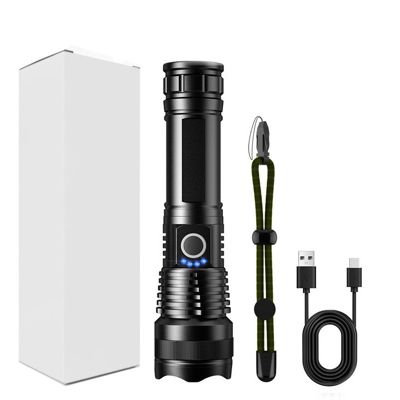 Lampe torche LED rechargeable puissante  zoomable  5 modes d'éclairage  étanche  idéale pour le camping  la randonnée