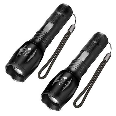 Lampe Torche LED Ultra Puissante 1000 Lumens Lampe de Poche Zoomable 5 Modes Déclairage Antichoc Antidérapant Lot de 2