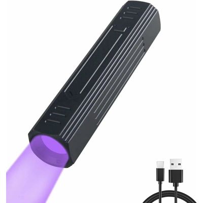 Lampe Torche UV 365nm Rechargeable Ultraviolette Lampe de Poche avec Filtre Noir Blacklight pour Durcissement de la Résine