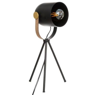 Lampe trépied "Bil" - noir - bois et doré - métal H45 cm - Noir - Atmosphera createur d'interieur