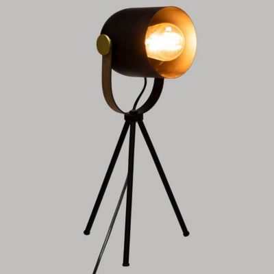 Lampe trépied "Bil" - noir - bois et doré - métal H45 cm - Noir - Atmosphera createur d'interieur