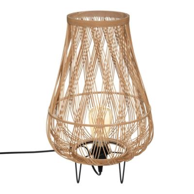 Lampe trépied "Daria" - rotin et métal - H44 cm - Atmosphera