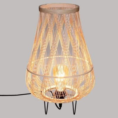 Lampe trépied "Daria" - rotin et métal - H44 cm - Atmosphera