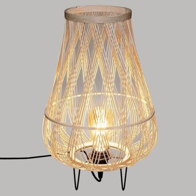 Lampe trépied "Daria" - rotin et métal - H44 cm - Beige - Atmosphera createur d'interieur