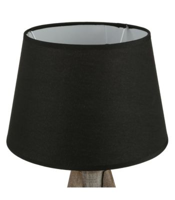 Lampe Trépied en Bois et et Abat-jour Noir H 46 cm