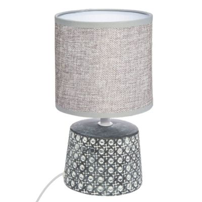 Lampe Atmosphera Pietra - Céramique Bleu Et Terre Cuite H43cm - Abat-jour Coton