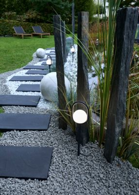 Lampes à piquer extérieures Ruble LED intégrée 3 x 100 lm IP44 GoodHome noir vendue par 3 pièces