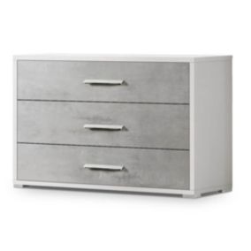 LANA - Commode 3 Tiroirs Façades Aspect Ciment