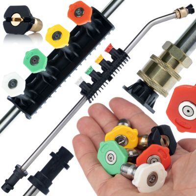 Lance Haute Pression Coudée 15 1/4 - Set 5 Buses à Jet Rapide, 160 Bar, Compatible avec Kärcher K2-K7