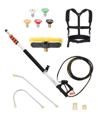Lance télescopique pour nettoyeur haute pression 5437 mm, baguette réglable 17,84 pi avec accessoires de nettoyage