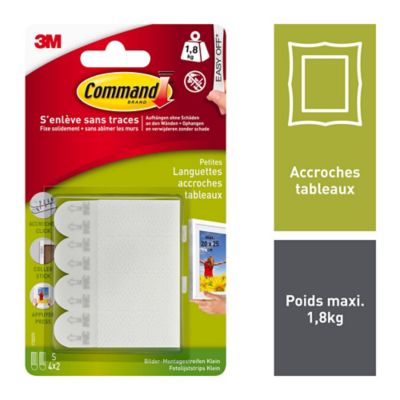 Languette de fixation pour tableaux petit modèle Blanc vendue par 8 pièces