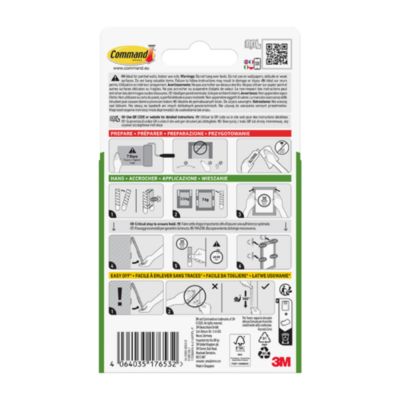 Languettes adhésives accroche-tableaux grandes 3M Command™ max 7kg - 4 paires + 2 paires gratuites