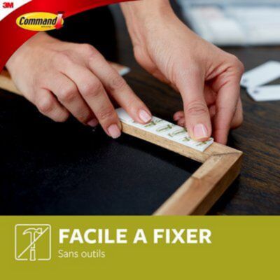 Languettes adhésives accroche-tableaux grandes 3M Command™ max 7kg - 4 paires + 2 paires gratuites