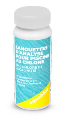 Languettes d'analyse chlore pour piscine Aquablue