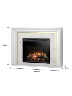 LANINI - Foyer électrique LED autoportant - Blanc / Marbre cristal 28 ...