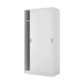 Lansing Armoire, Armoire de Chambre avec 2 portes coulissantes, Armoire avec Etagere et tringle à vêtements, 100x50h200 cm, Blanc