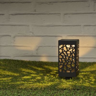 Lanterne carrée à piquer d'extérieur solaire LED integrée Macapa noir 0.12W