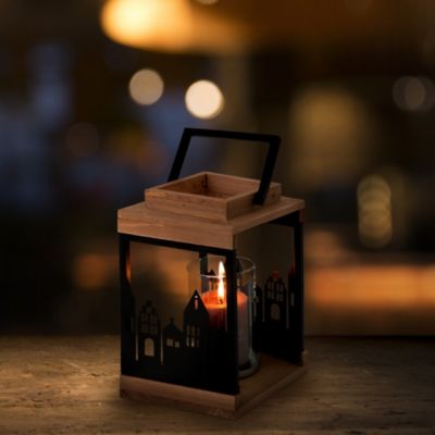 Décoration De Noël En Bois Avec 4 Photophore En Verre