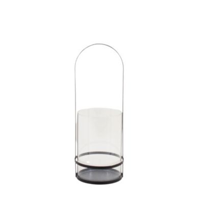 Lanterne en métal noir et verre 30x10cm