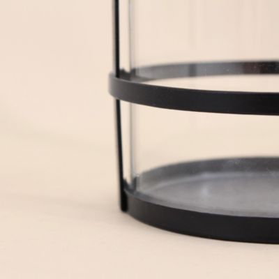 Lanterne en métal noir et verre 30x10cm