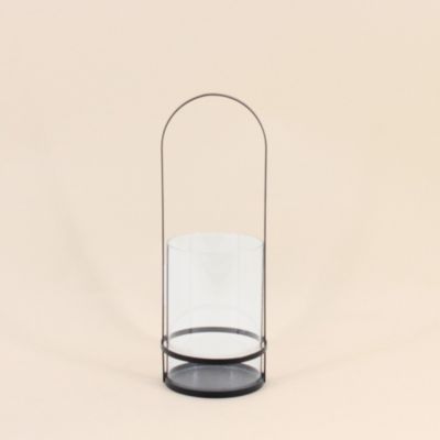 Lanterne en métal noir et verre 30x10cm