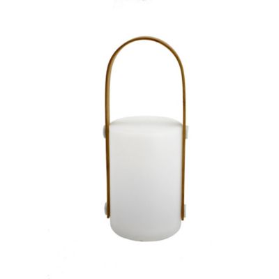 Lanterne portable rechargeable par USB avec anse en bambou. Lumière blanche, bleue, jaune...au choix