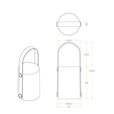 Lanterne portable rechargeable par USB avec anse en bambou. Lumière blanche, bleue, jaune...au choix