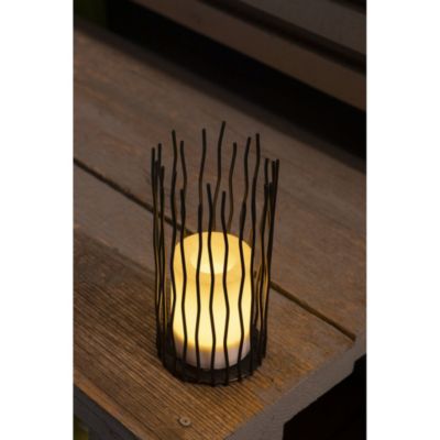 Lanterne solaire ajourée en métal effet bougie- Hauteur 22cm- 1 LED ambrée vacillante- 7 Lumens- Eclairage extérieur Jardin